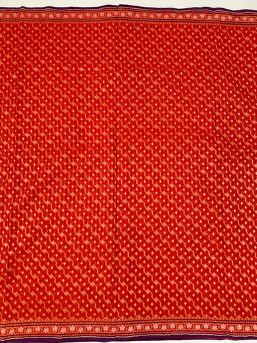 Banarasi Pure Cotton Saree | Red | Gold Zari | Handwoven | Ships from California
